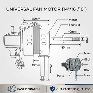 มอเตอร์พัดลม 14/16/18" นิ้ว แกน 8mm คอยล์หนา 30mm เหมาะสำหรับแบรนด์ที่ใช้กันทั่วไปส่วนใหญ่
