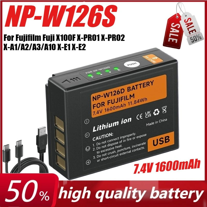 7.4V 1600mAh NP-W126S แบตเตอรี่สําหรับ Fujifilm Fuji X100F X-PRO1 X-PRO2 X-A1/A2/A3/A10 X-E1 X-E2 X-