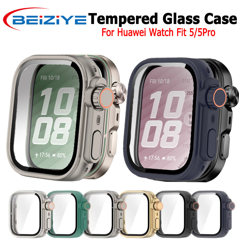 Beiziye เคสนาฬิกาข้อมือ PC กระจก สําหรับ huawei watch fit 5 เคส+ ฟิลม์กระจกในตัว สําหรับ Huawei Watch Fit 5 5 Pro