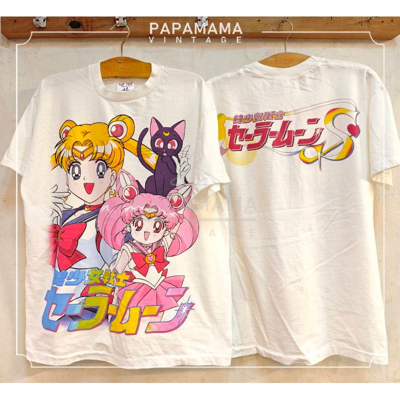 [ Sailor Moon ] ผ้าร้อย ฝอกนุ่ม เสื้อการ์ตูน เสื้อวินเทจ เซเลอร์มูน papamama vintage shirt