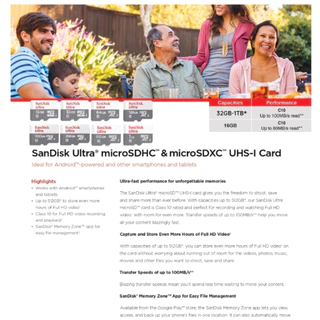 🔥แท้100%🔥Sandisk Micro SD Card Class10 32GB 64GB 128GB 256GB 512GB 1T โทรศัพท์ มือถือ กล้องติดรถยนต์ กล้องวงจรปิด