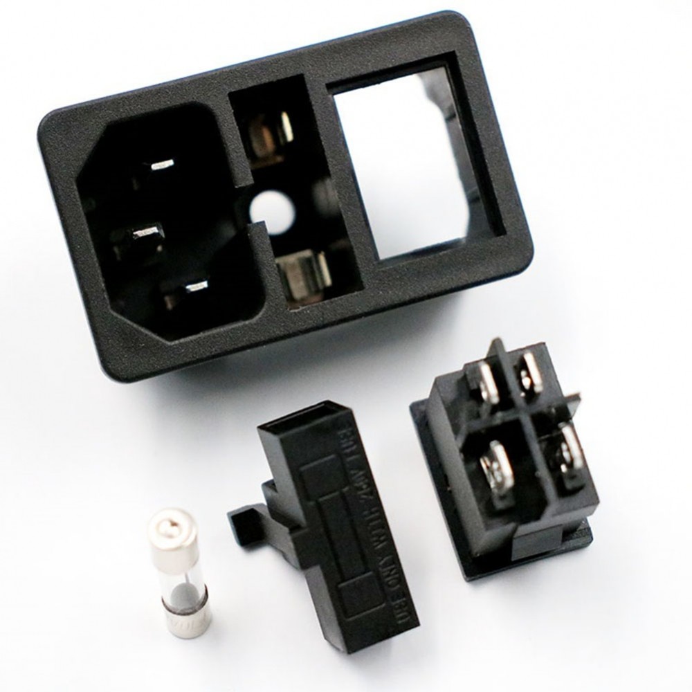 ซ็อกเก็ตปลั๊กเข้าสายไฟ AC พร้อมขั้วต่อสวิตช์ฟิวส์และฟิวส์ 10A 250V 10A