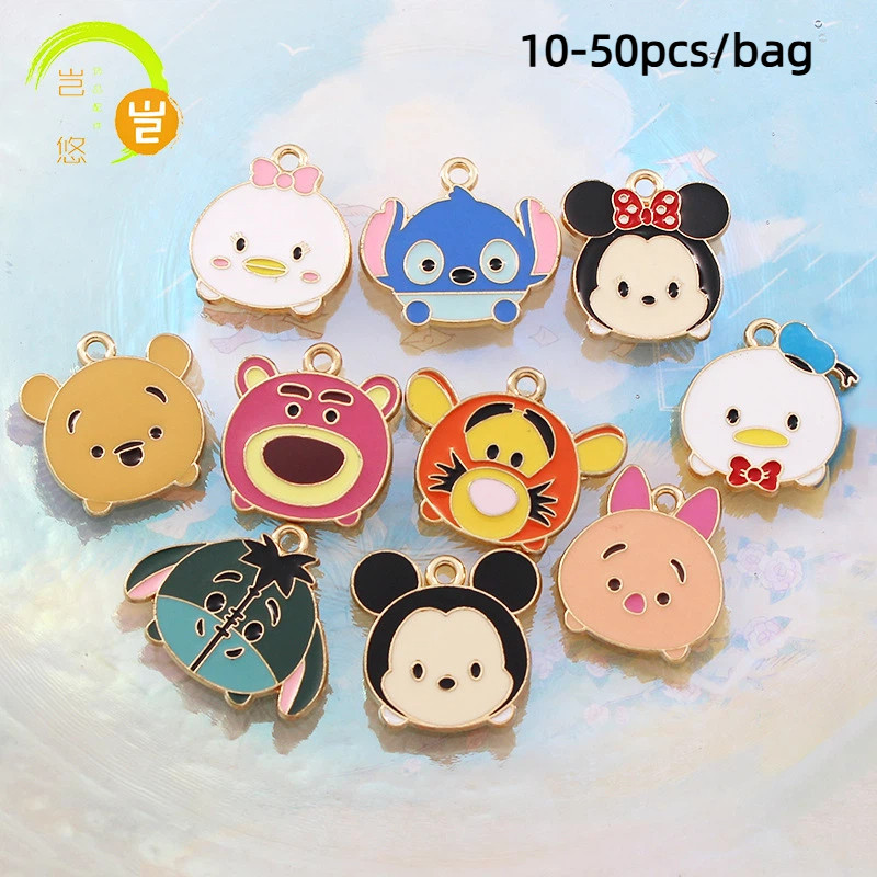 [10-50pcs/bag] การ์ตูนรุ่น Q Pooh เครื่องประดับอุปกรณ์เสริมต่างหูต่างหูสร้อยคอจี้ diy วัสดุน้ํามันหยดโลหะผสม JM