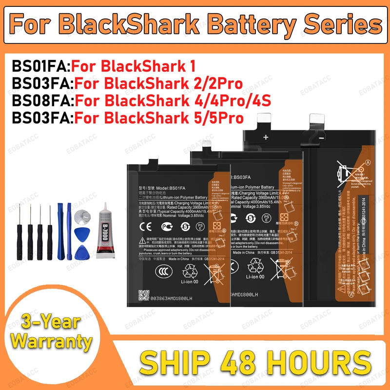 BS01FA BS03FA BS08FA BS10FAแบตเตอรี่สําหรับXiaomi Black Shark 1 2 Pro Black Shark 4 Pro 4S 5 Proความ