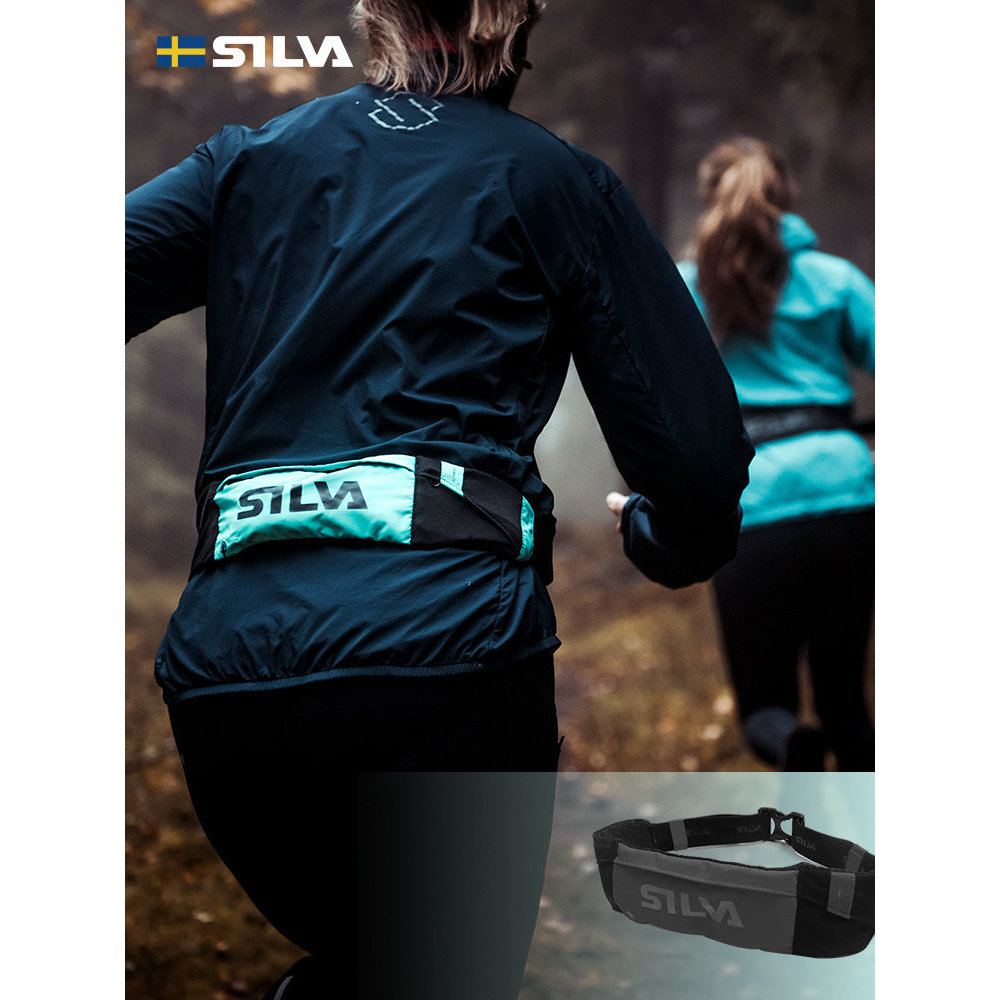 SILVA Strive เข็มขัดวิ่งเอวกระเป๋า Road Running Cross Country Running Elastic ความจุขนาดใหญ่สีดํากระ