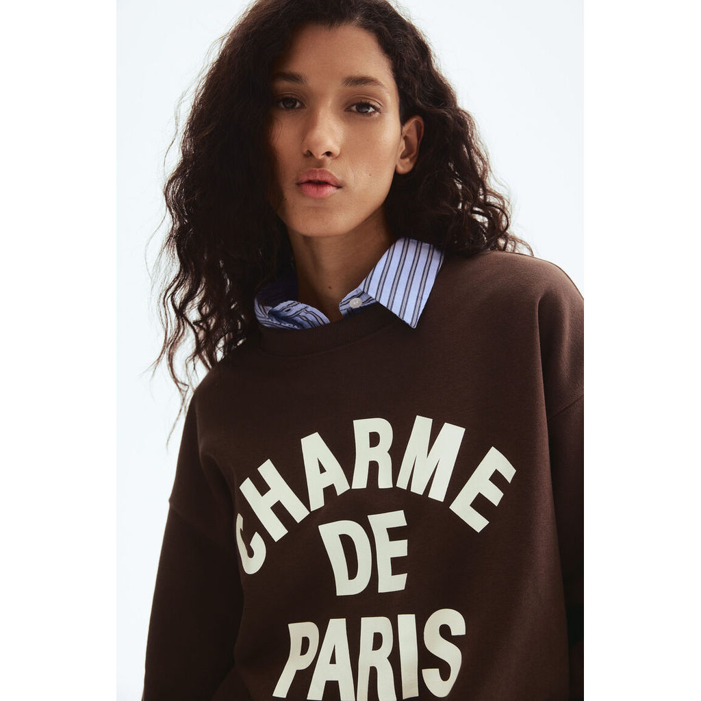 H&M(เอชแอนด์เอ็ม) เสื้อสเวตเตอร์ลายข้อความ Women Text-motif sweatshirt 1267555_8