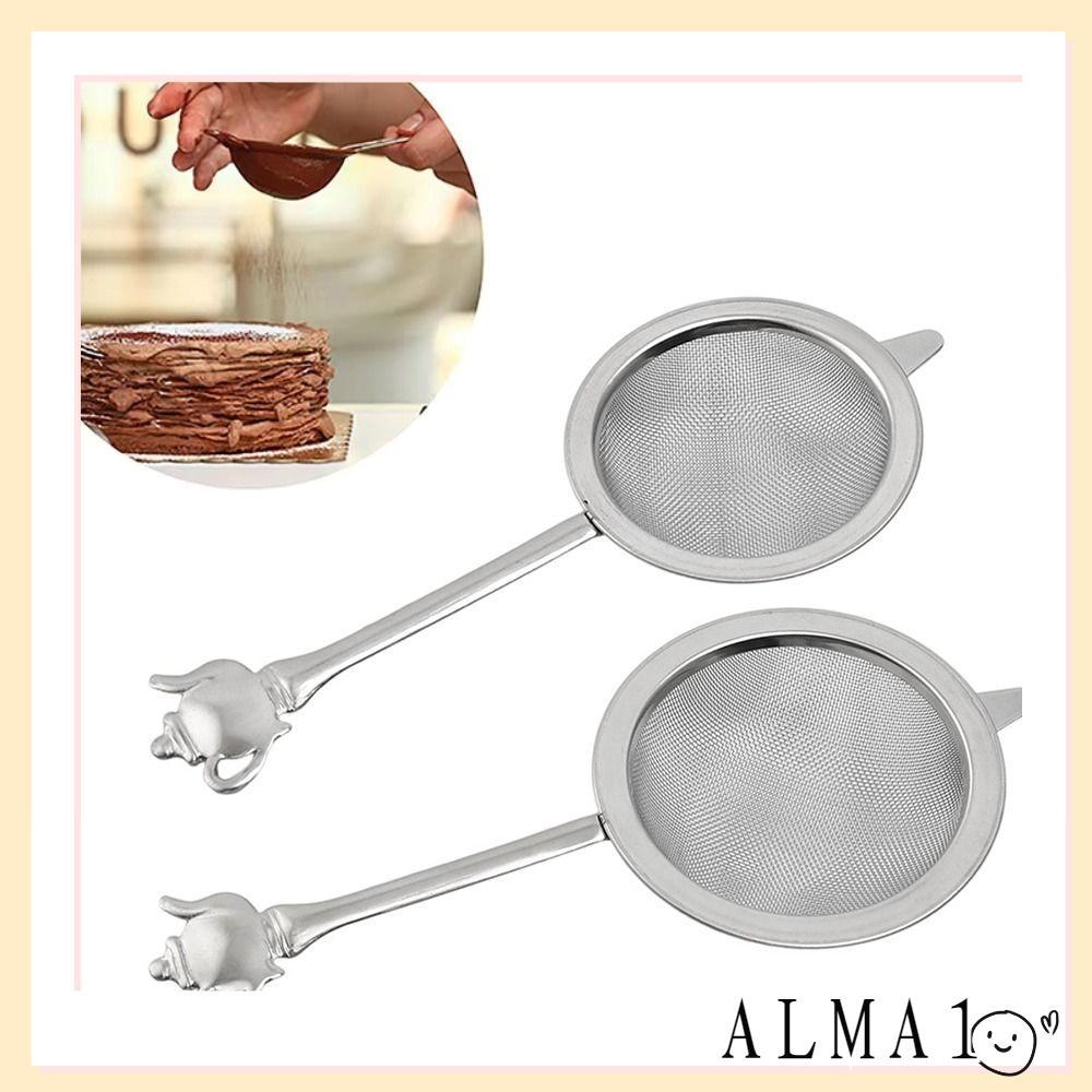 ALMA Fine ตาข่ายกรอง,ทําความสะอาดง่าย Very Fine ตาข่าย Matcha Sifter, สแตนเลสแบบพกพากาน้ําชา Rust-Proof Didi ตะแกรงสําหรับห้องครัว
