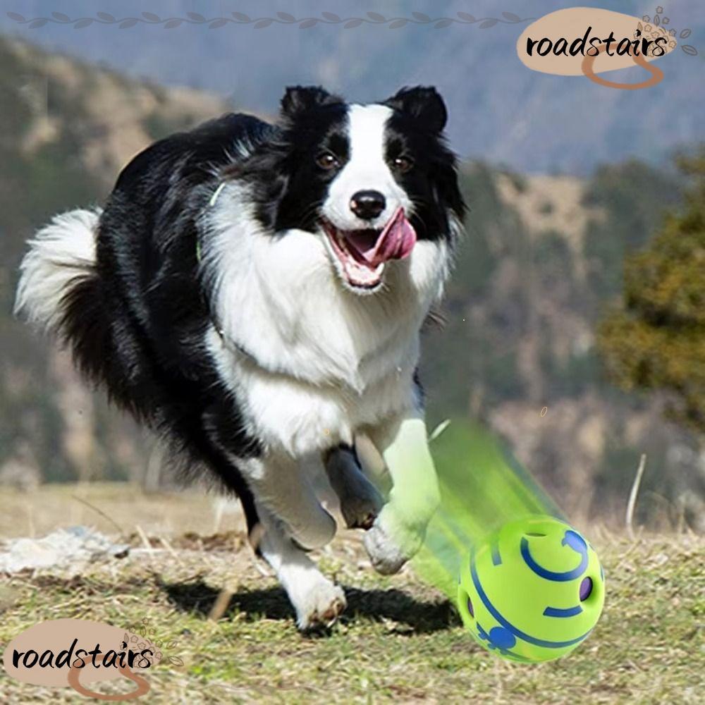 ROADSTAIRS Wobble Wag Giggle Ball, ตลกปลอดสารพิษของเล่นสุนัข, ไม่ต้องใช้แบตเตอรี่ Pet Squeakers Roll