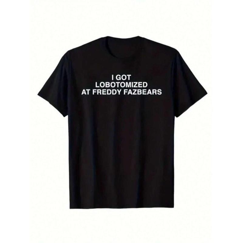 Freddy Fazbear Lobotomi Meme เสื้อน่ารักฮาโลวีนคริสต์มาสสําหรับผู้ชายผู้หญิงและครอบครัวผ้าฝ้ายสีดํา