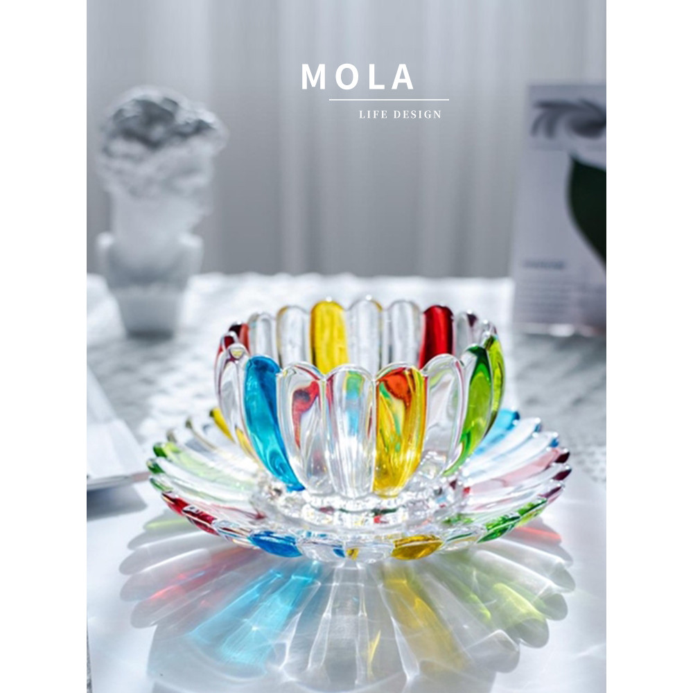 MOLA.hualian.Hualian.แก้วคริสตัลลูกไม้ชามรังนกในครัวเรือน Pastoral ขนมหวานถ้วยกาแฟน้ําชายามบ่าย|หัวเ