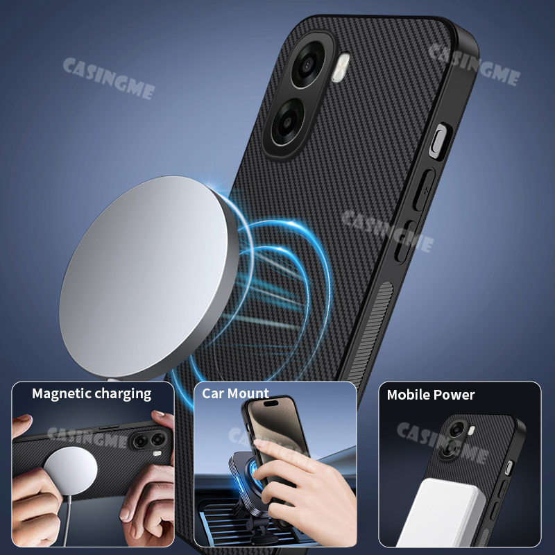 OPPO A6x 2025 คาร์บอนไฟเบอร์รูปแบบแม่เหล็กเคสโทรศัพท์สําหรับ OPPO A6x OPPOA6x A6 X 6x Pro 4G 5G กันกระแทกป้องกันหนังกลับ C - รูปที่ 5