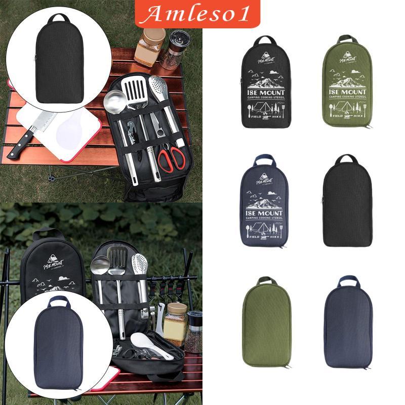 [Amleso1] Camping Cooking Utensils Organizer กระเป๋าพกพาสําหรับชุดช้อนส้อม