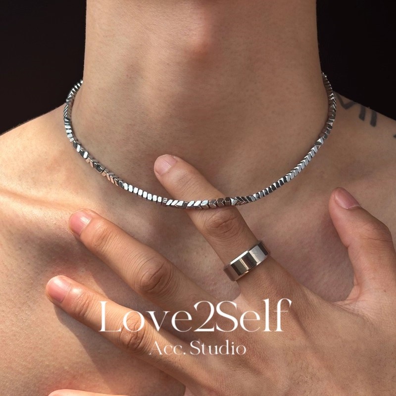 สร้อยข้อมือหินเย็น Love2SelfX220 หินทรายสไตล์เรค ขนาด 50 ซม. เหมาะสำหรับทั้งชายและหญิง