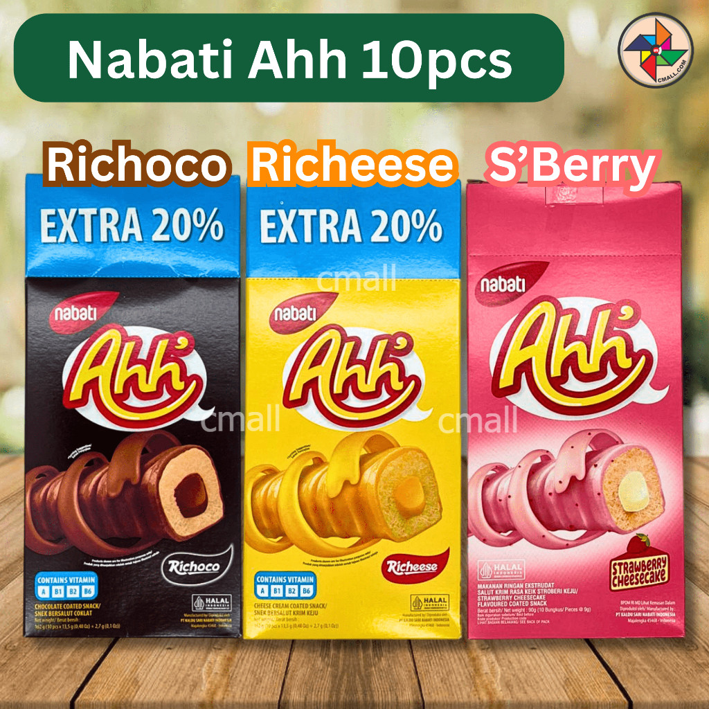 [HALAL] Nabati Ahh Wafer Bite Snack Extra 10 x 13.5g 20% Richoco/Richeese/Sberry Cheese เวเฟอร์/Mix 