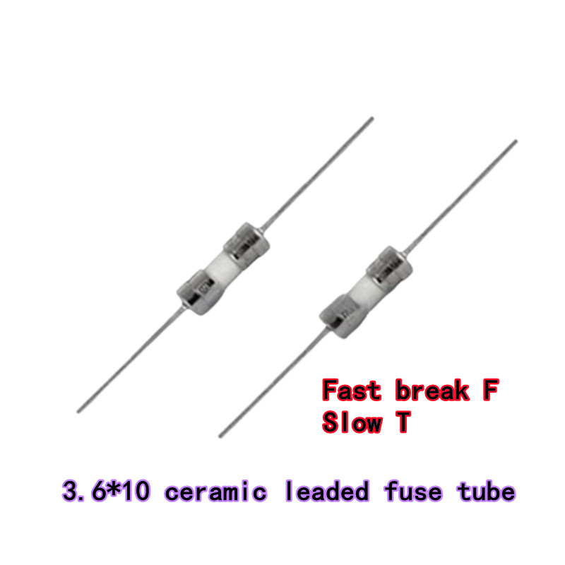 10PCS 3.6*10 Fast Break ฟิวส์เซรามิคช้า Blow Tube ฟิวส์ 0.5A1A2A3A4A5A6.3A10A 250V