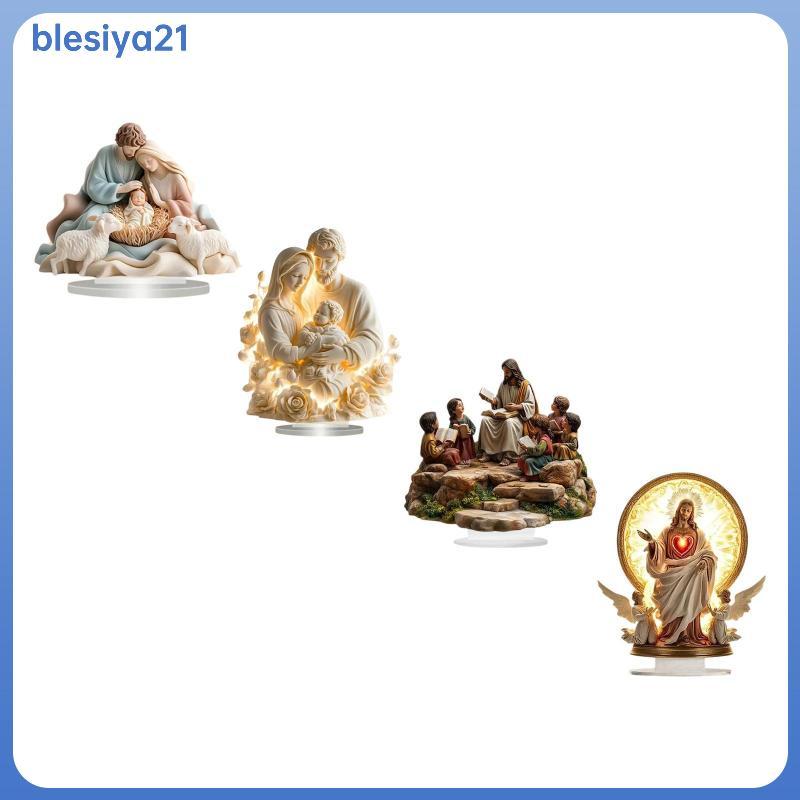 [blesiya21] 2D Jesus Holy Figure ตกแต่งตาราง Centerpiece คอลเลกชันศาสนาตกแต่งบ้านสําหรับตู้ชั้นวางหน