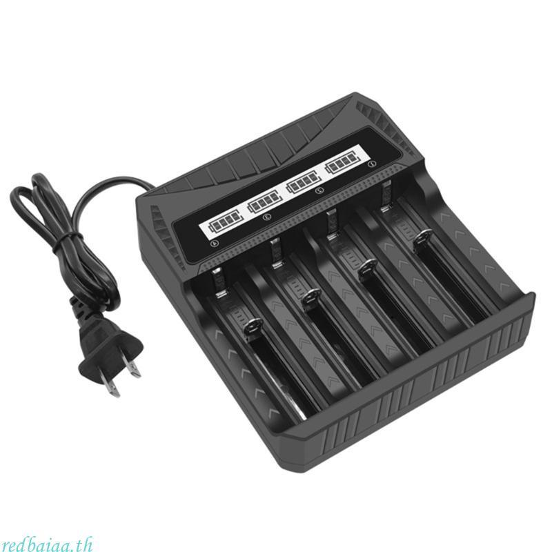 Redbaiaa Charger 4 ช่องหน้าจอ LCD 3 7-4 2V Li-ion 1 2-1 5V NiMH แท่นชาร์จสําหรับ 26650 21700 18650 2