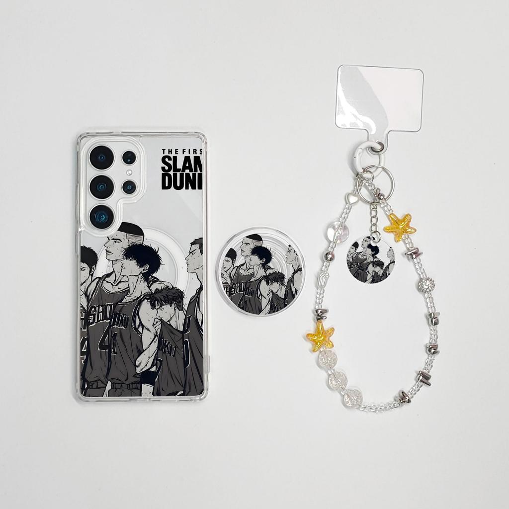 สําหรับ Samsung S25 FE S25 Ultra Case S24 Ultra S24 FE น่ารักการ์ตูน S24 17 promax A56 S22 Plus ฝาครอบแม่เหล็ก S23 Ultra Hard โปร่งใสบาสเกตบอล expert