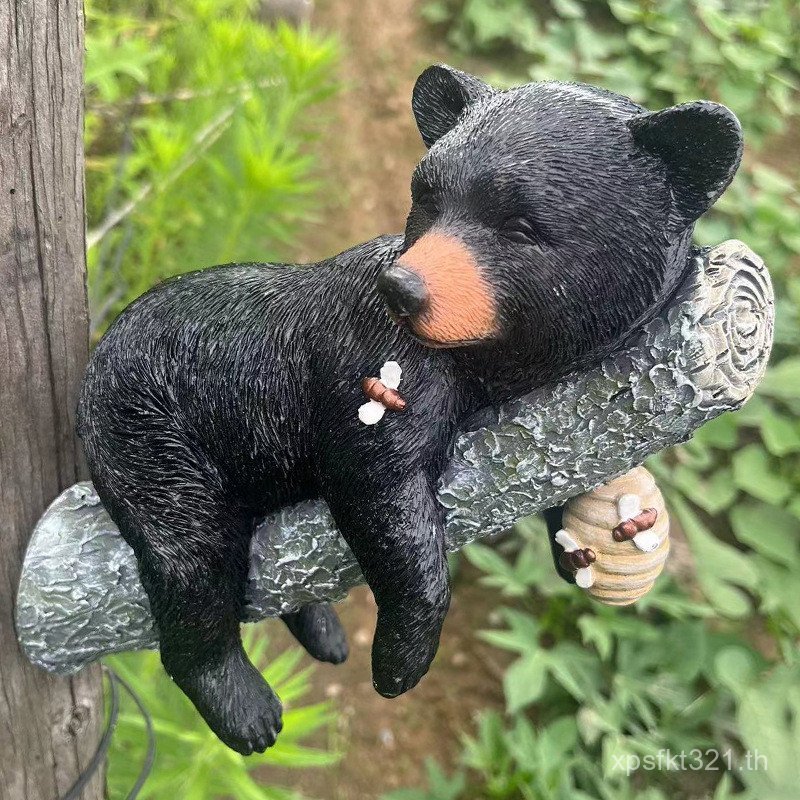 สัตว์เรซิ่นตกแต่งงานฝีมือจําลองหมีสีดําลานตกแต่งกอดต้นไม้กลางแจ้งรูปปั้นตกแต่งจี้ข้ามพรมแดน AJD9