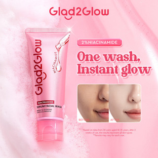[100% ORI] Face Wash Glad2Glow Niacinamide Serum Facial Wash Brightening Pembersih Wajah Sabun Cuci Muka Skincare Sabun Muka Cerah Glowing Facial Cleanser Pembersih Muka Face Cleanser Deep Cleansing