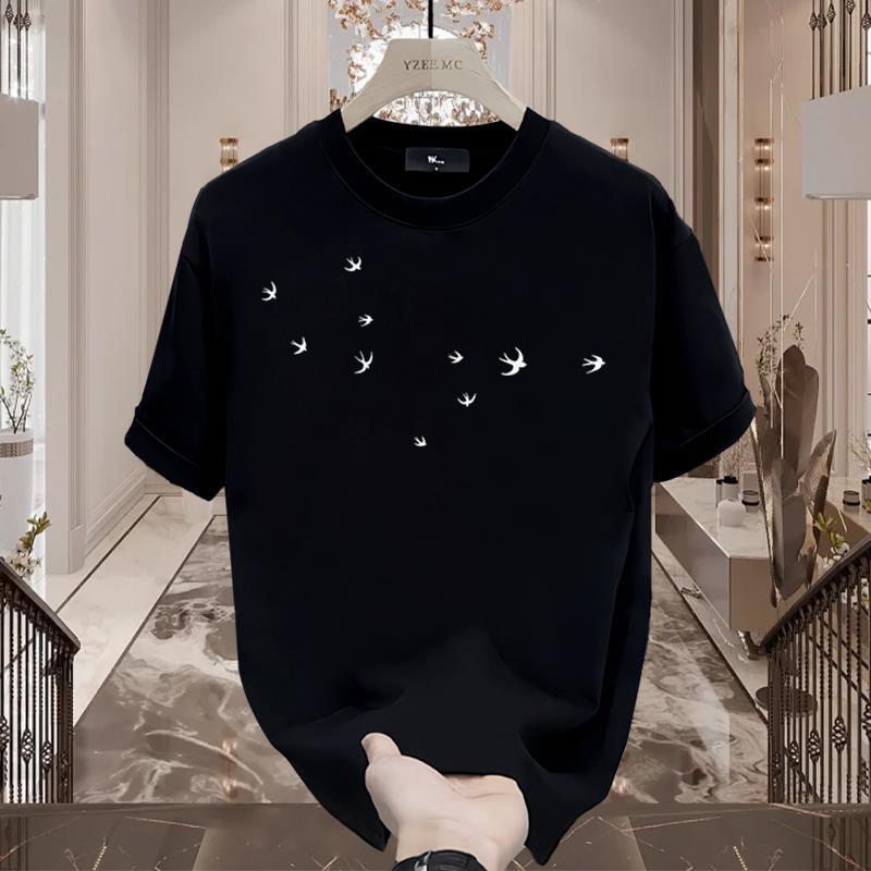 2026NASA Co-Branded Heavy เสื้อยืดแขนสั้นสไตล์ใหม่All-Matchลําลองหลวมพิมพ์ผู้ชายที่ไม่ซ้ํากันรอบคอBo