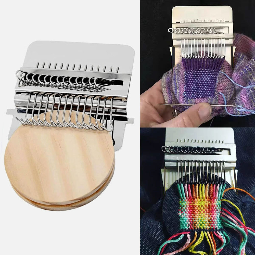Beginner Knit Patch Maker Mini Loom for Knit Patches Portable Knit Patch Loom Kit for Mending Holes 