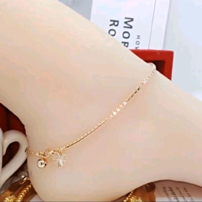 สไตล์เกาหลี ADULT ITALY TITANIUM ANKLE BRACELET - ป้องกันสนิมไทเทเนียมสีทอง