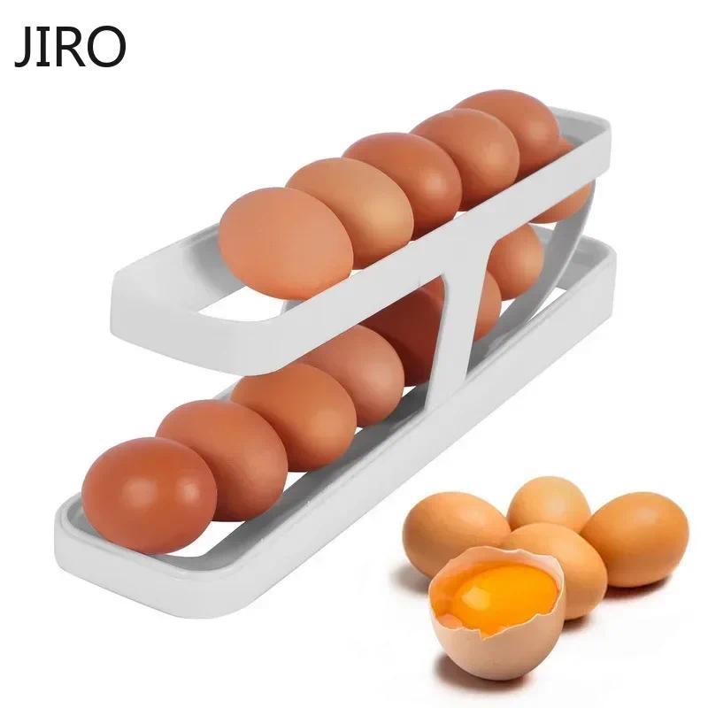 Automatic Rolling Egg Holder Rack Fridge Storage Box Egg Container Kitchen Refrigerator Egg Dispense