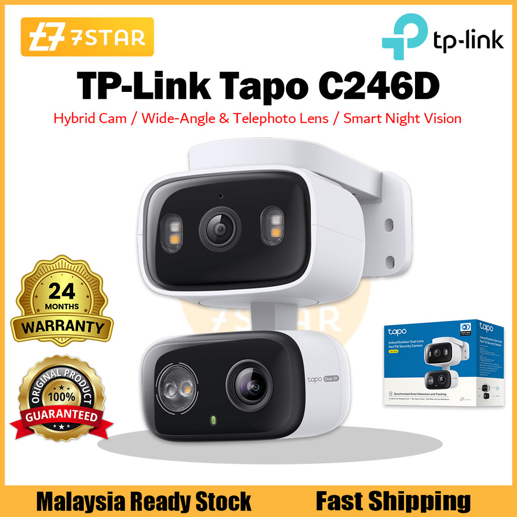 7Star TP-Link Tapo C246D HybridCam DuoCam 2K 3MP 360 การติดตามอัตโนมัติสมาร์ท Nigh Vision Wifi กล้อง