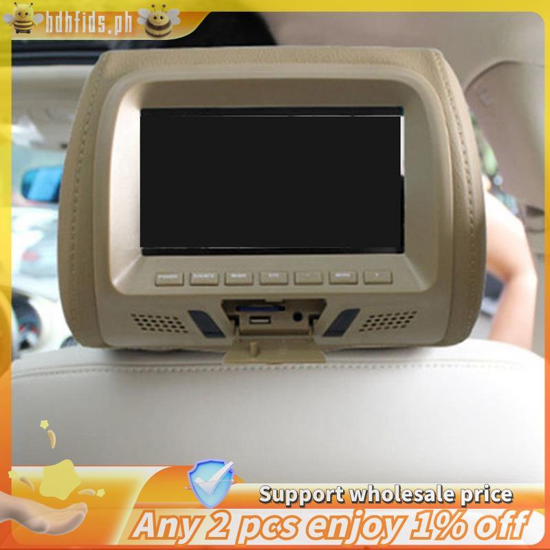 -Universal 7Inches Car Headrest Monitor Screen สําหรับ AV USB SD MP4 MP5 FM Beige