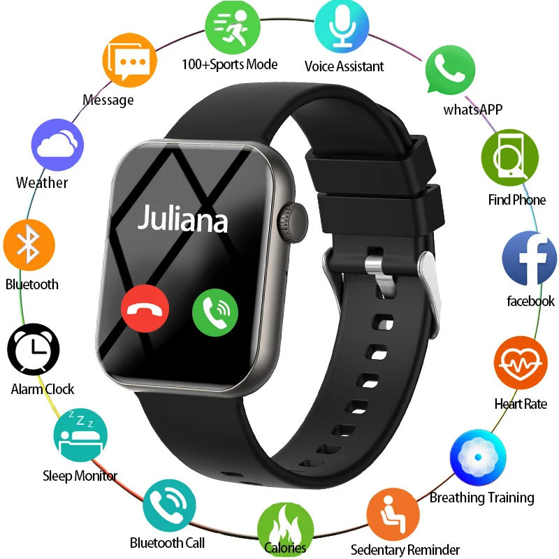 2025 ใหม่กีฬาสมาร์ทนาฬิกาผู้ชายหน้าจอสัมผัสเต็มรูปแบบ Heart Rate บลูทูธ 1.9 นิ้ว AI Voice IP68 กันน้