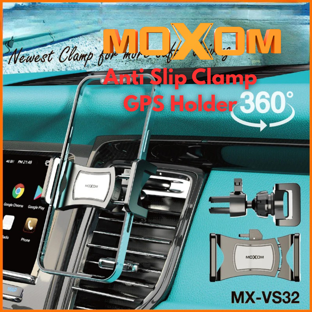 MOXOM Air Vent Car Mount ที่วางโทรศัพท์ 360 หมุน Stable Anti Slip Clamp ความเข้ากันได้กว้างในผู้ถือร