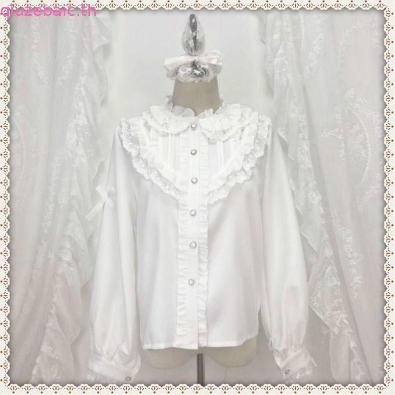 [คลังสินค้าพร้อม] lolita Daily Dress เสื้อ Bottoming ชีฟองแขนยาวด้านบน lolita ด้านในน่ารักเสื้อคล้อง