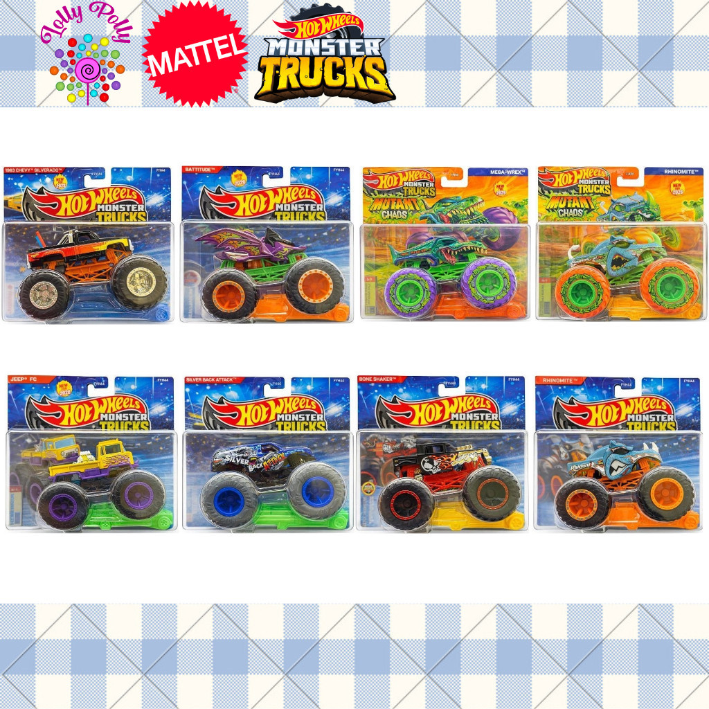 รถบรรทุกมอนสเตอร์ Hot Wheels, ของเล่น Die-Cast 1:64 Scale (FYJ44)