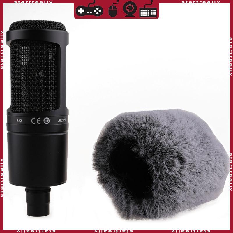 ST ขนกลางแจ้งฝาครอบไมโครโฟน Muff กระจกสําหรับ AT2020 คอนเดนเซอร์ไมโครโฟนลดลมอุปกรณ์เสริมเสียงรบกวน