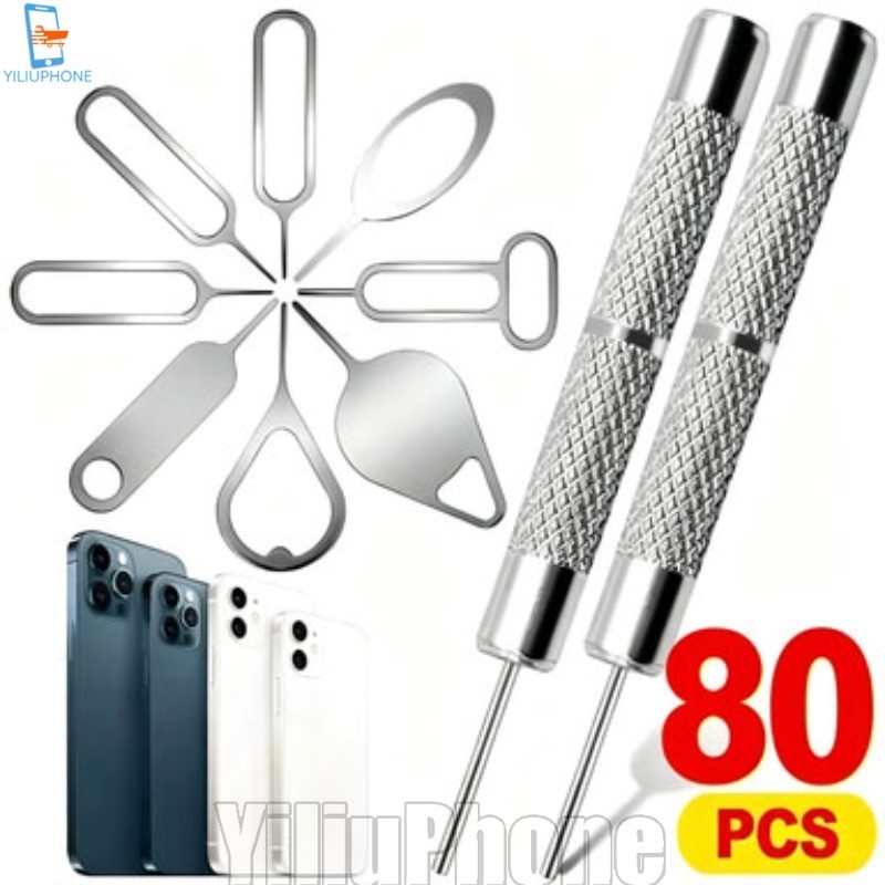 [Bless] 80/48/16 ชิ้นซิมการ์ด Ejector เครื่องมือ - สแตนเลสซิมการ์ดถาด Pin Key แหวน - Universal ซิมการ์ด Removal เข็ม - เครื่องมือซ่อมมือถือ - สําหรับ iPhone Samsung /Awe