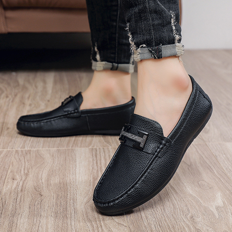 Peas Shoes Men 0 Mens Slip-On Lazy Leather Shoes Slip-On Loafer Soft-Soled Shoes
