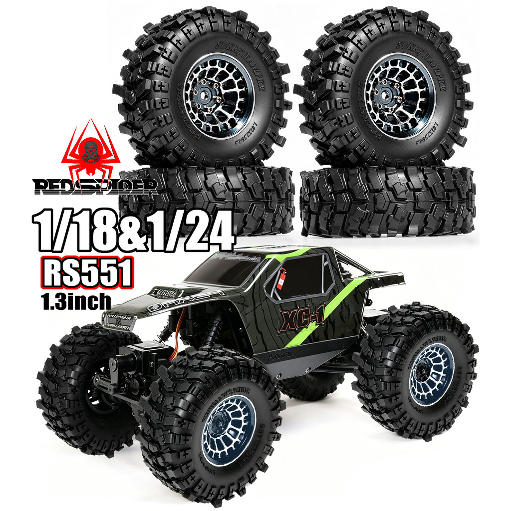 4 ชิ้น 1.3 นิ้ว Mud Terrain ล้อยาง 7 มิลลิเมตร Hex สําหรับ 1/18 1/24 TRX4M SCX24 FCX18 FCX24 FMS Ascent-18 RC Crawler รถ