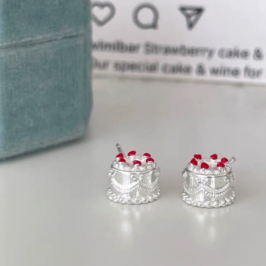 1 คู่ Sweet Alloy Creamy Little Cake Stud ต่างหูสําหรับเด็กผู้หญิง