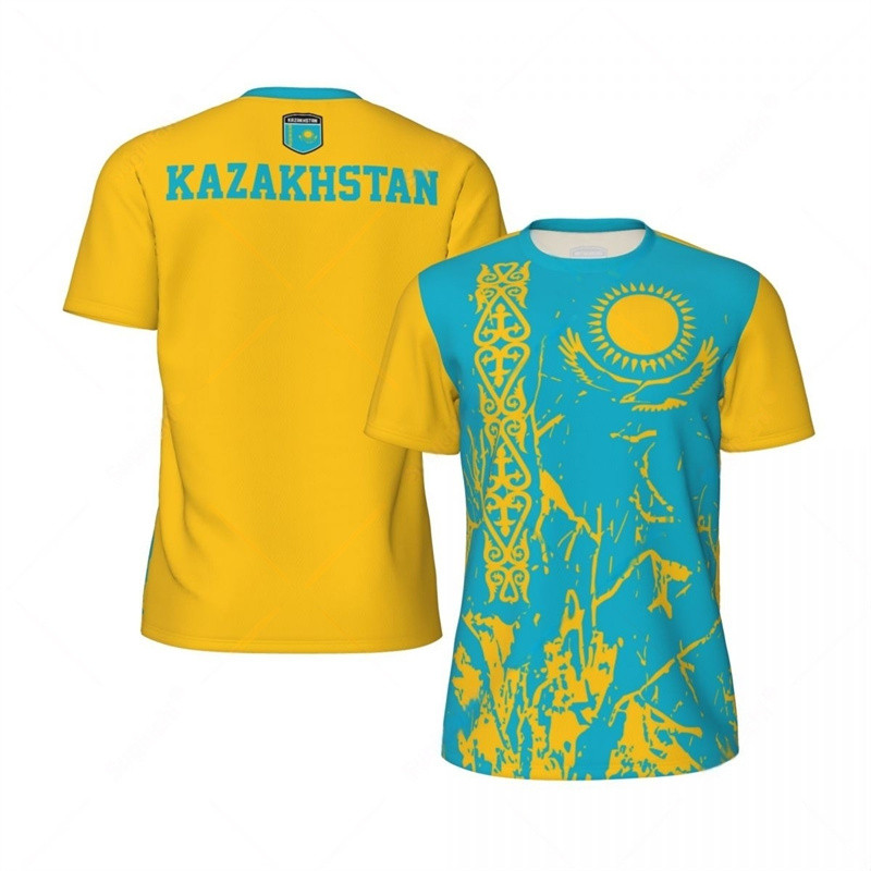 Kazakhstan Pattern T-shirt For Men 3D Printed Soccer Tee Shirts Fitness  Short Sleeve Sports Footbal