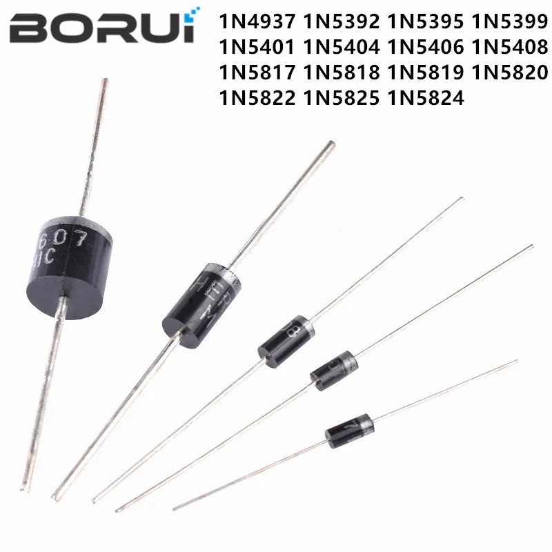 100 ชิ้น 1N4937 1N5392 1N5395 1N5399 1N5401 1N5404 1N5406 1N5408 1N5817 1N5818 1N5819 1N5820 ไดโอด 1