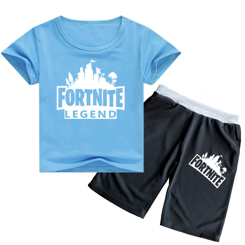 2026การค้าต่างประเทศเสื้อผ้าเด็กฤดูร้อนพิมพ์ครึ่งแขนรอบคอเสื้อยืดกางเกงขาสั้น2ชิ้นชุดที069ปลาค็อด ไอ