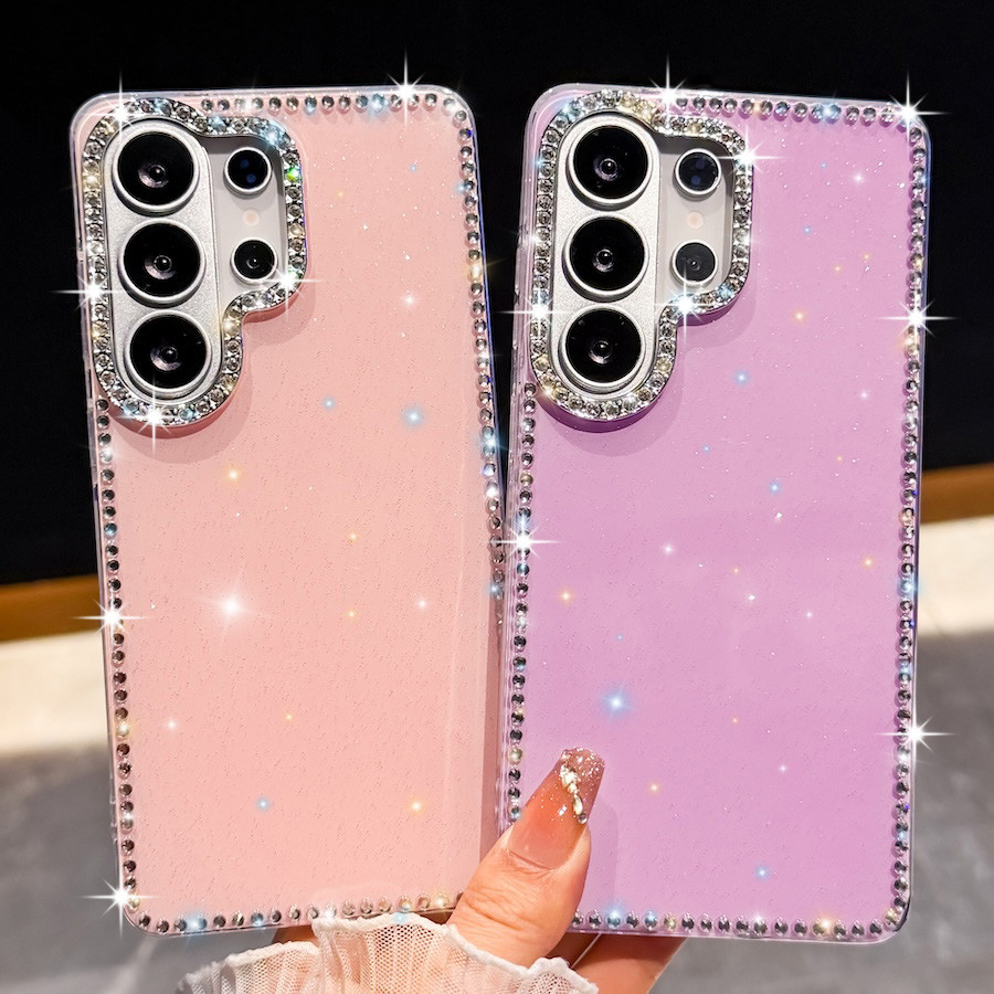 SAMSUNG หรูหราสําหรับSamsung S24 S25 FE S26 S25 Plus S23 Ultra A16 A26 A36 A56 A17 A07 A15 A35 A55 5G Glitterเพชรใสแฟชั่นเลเซอร์Love Heart Cover