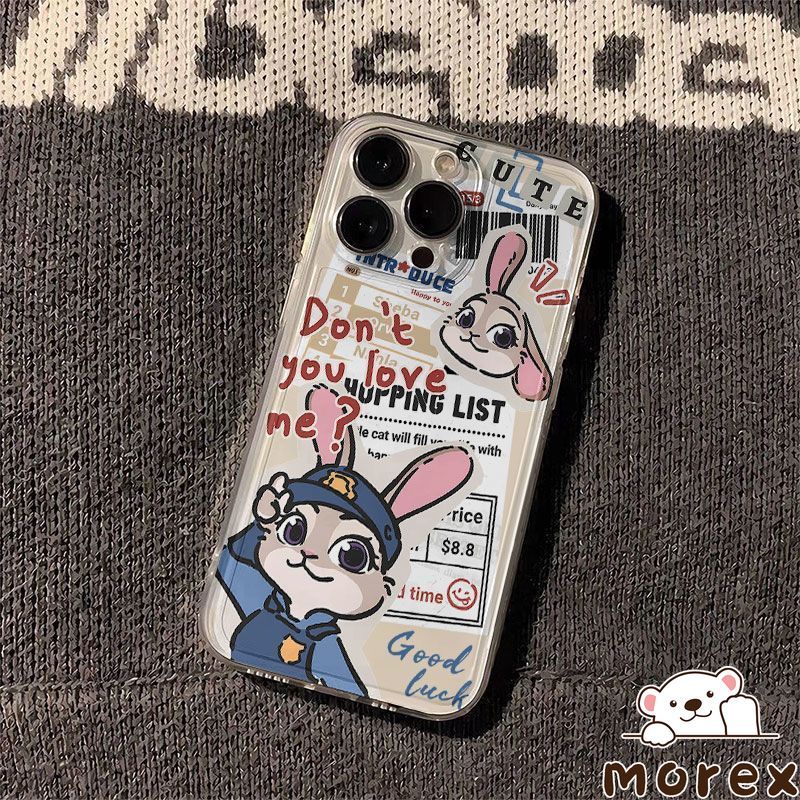 สำหรับIPhone 16 17 15 13 11 air 12 14 Pro Max X XR XS Max 14 7 16 15 8 Plus SE กระดาษดูเดิลน่ารักนิคจูดี้คู่ตัวเรือนใส - รูปที่ 3