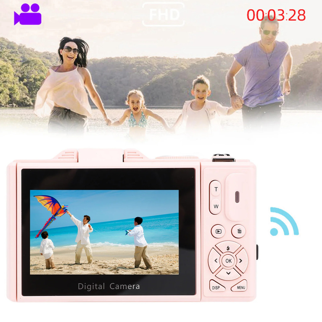 กล้องดิจิตอล Wifi 5k 75mp สําหรับถ่ายภาพ 3 180° Flip Screen Vlog Camera 18x Zoom Autofocus Compact T