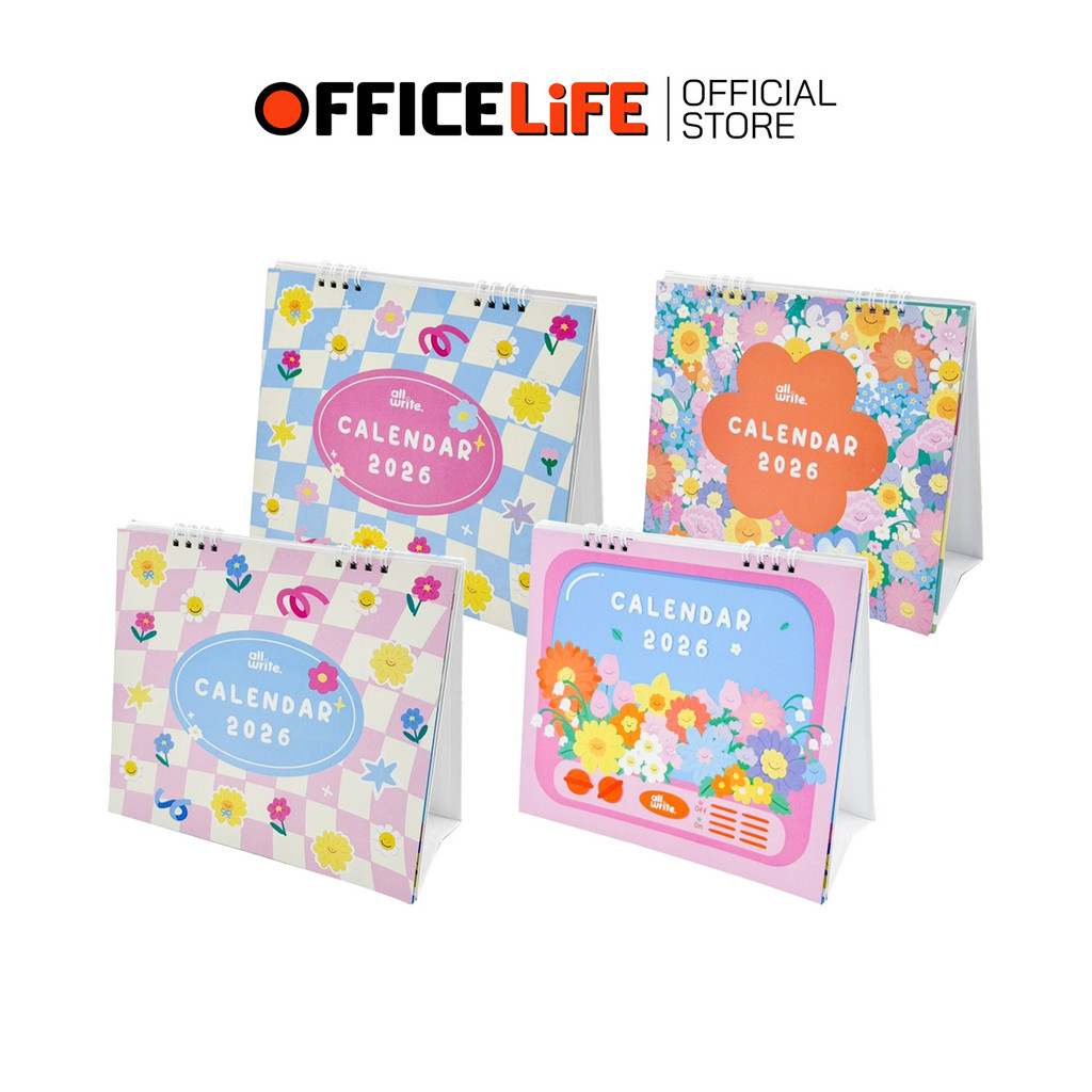 ALLWRITE (ออไรท์) ปฏิทินตั้งโต๊ะ แนวนอน 2026 AW434 ลายน่ารัก ขนาด 20.5 x 18 cm. ( 1 เล่ม )
