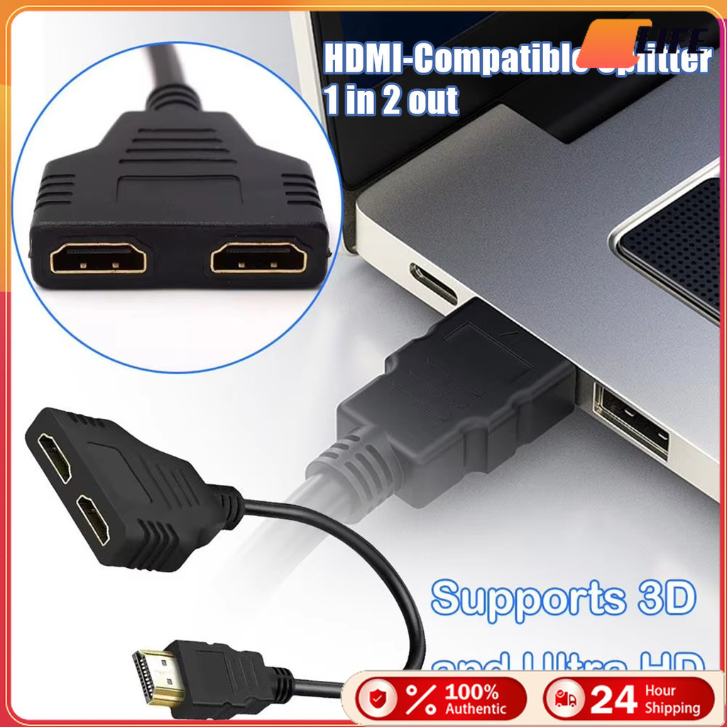 เก็บเงินปลายทาง！อะแดปเตอร์แปลงสายเคเบิ้ล ขนาด30ซม.HDMI splitter cable 1ออก2จอ FULL HD 1080p