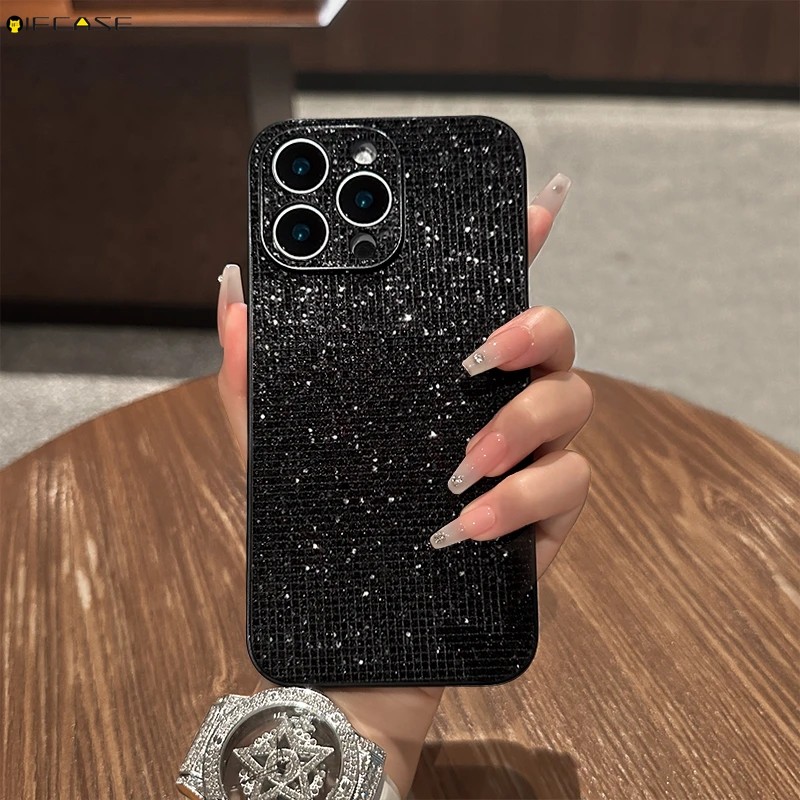 สําหรับ OPPO ค้นหา X9 X8S X8 X7 X6 X5 X3 Pro F29 F23 F21 F21S F15 Pro 5G 4G เคสโทรศัพท์หรูหราสีดําประกายเงา Shining Glitter ปลอกกรณีฝาครอบ