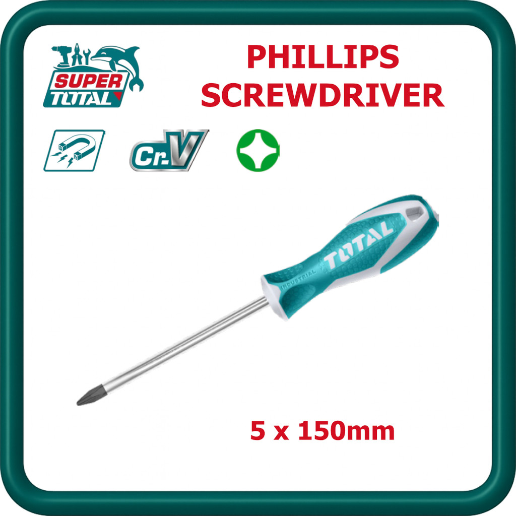 [ TOTAL ] (THT2246P) Phillips ไขควง 5x150mm CrV Steel Magnetic Tip Soft Grip Handle