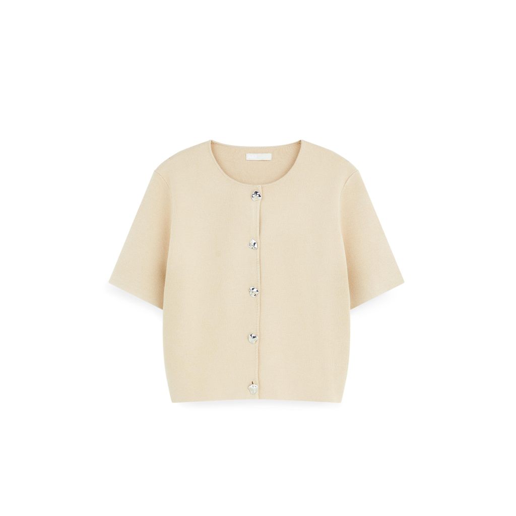AIIZ เสื้อคาร์ดิแกนผู้หญิงแขนสั้นสีพื้น AIIZ Women's Plain Knit Cardigan